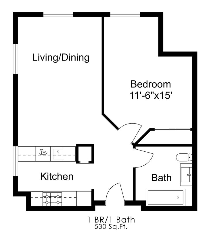 Floor Plan - One Bedroom One Bath