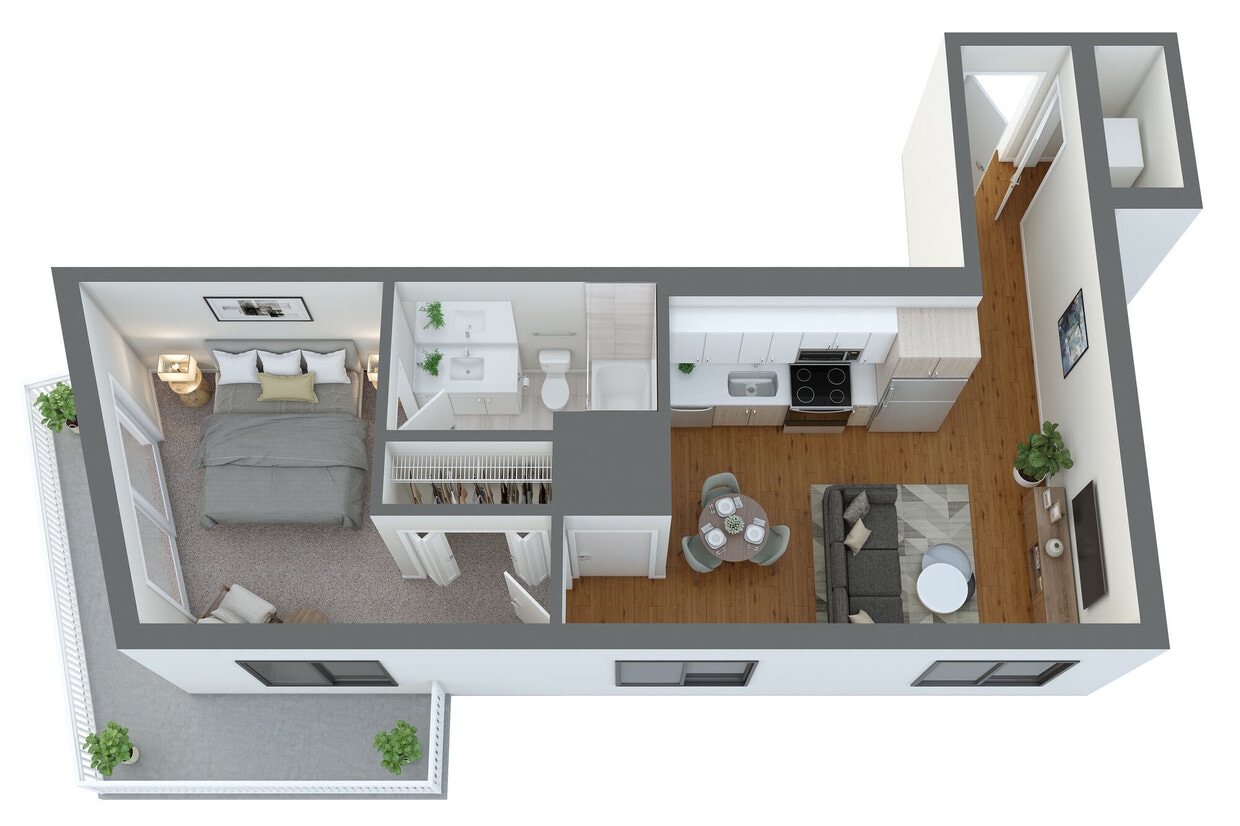 Floor Plan - A2 1 Bed/1 Bath