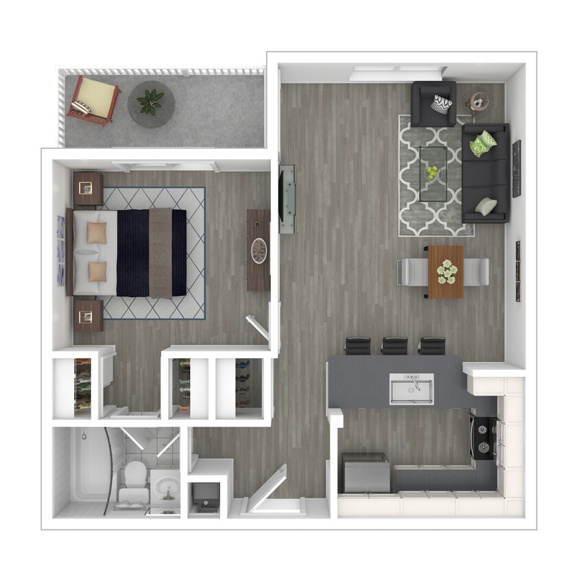 1 Bedroom, 1 Bath, 641 sq. ft. - 1 Bedroom