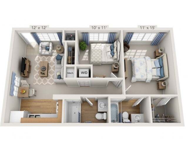 Floor plans are artist’s rendering. All dimensions are approximate. Actual product and specifications may vary in dimension or detail. Not all features are available in every apartment. Prices and availability are subject to change. - Ronstadt