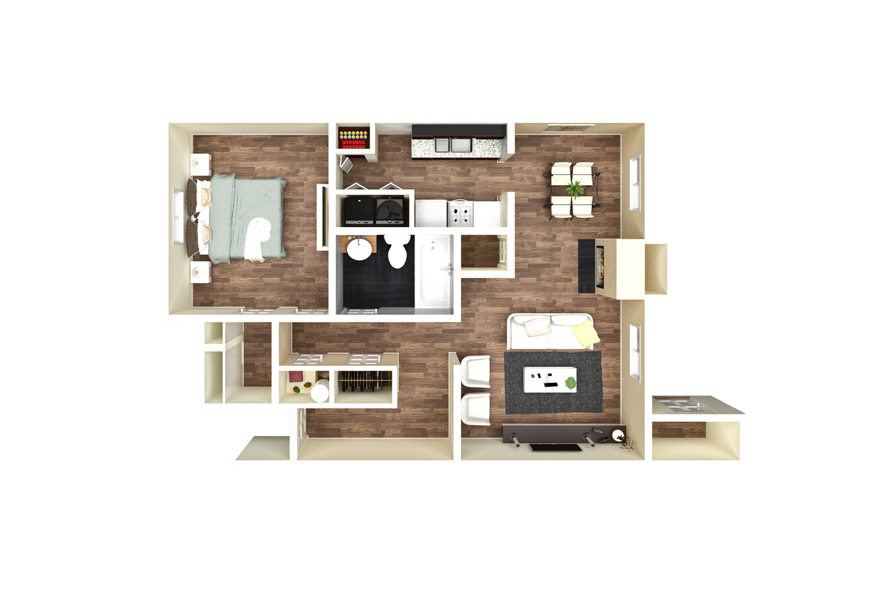 One Bedroom - 1 Bedroom 1 Bath