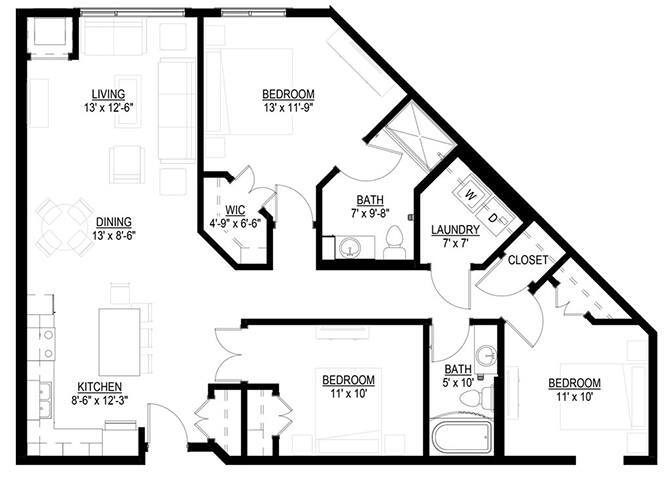 Floor Plan - Three Bedroom B