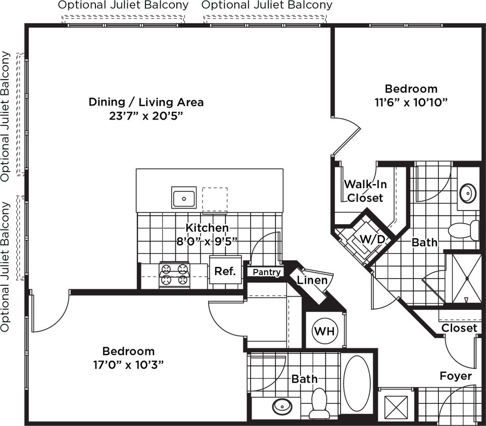 Floor Plan - 2 Bedroom 2 Bath - B20