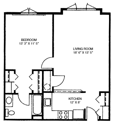 Floor Plan - 1 Bedroom Unit- Waiting List Available