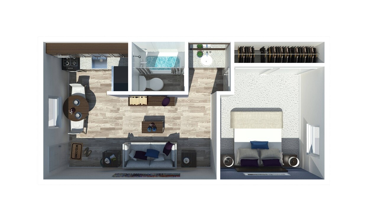 1 Bedroom - One Bedroom  | One Bathroom