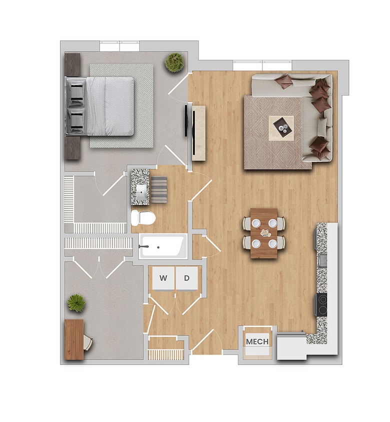 Birch IL | 1x1 with den | 873 sf - Birch