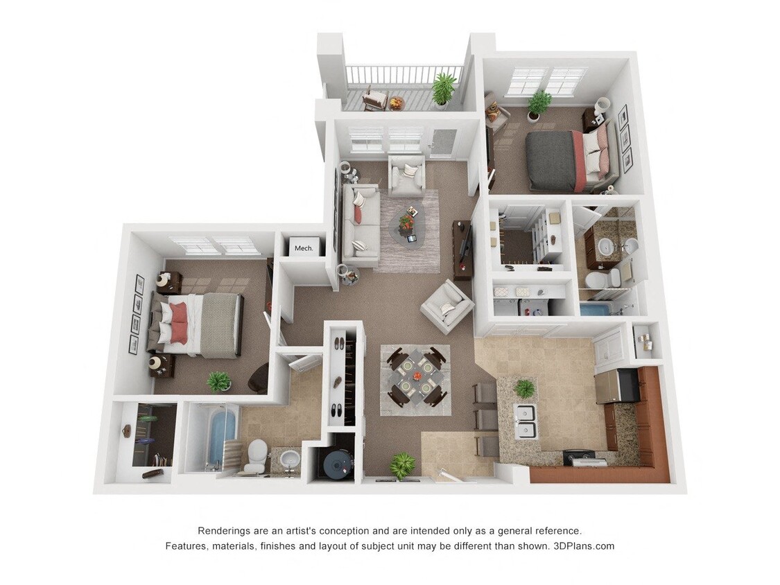 Floor Plan - Two Bedroom Two Bath (b)