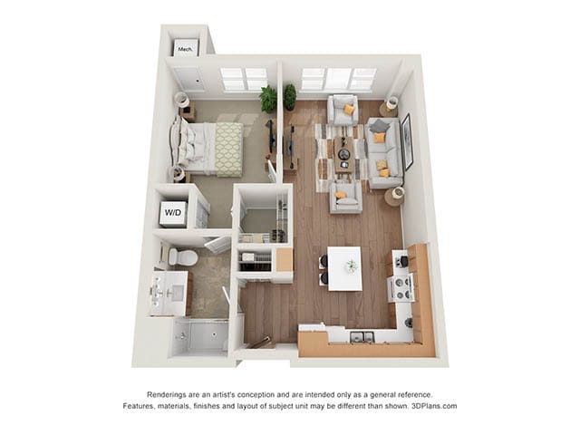 Floor Plan - One Bedroom - B