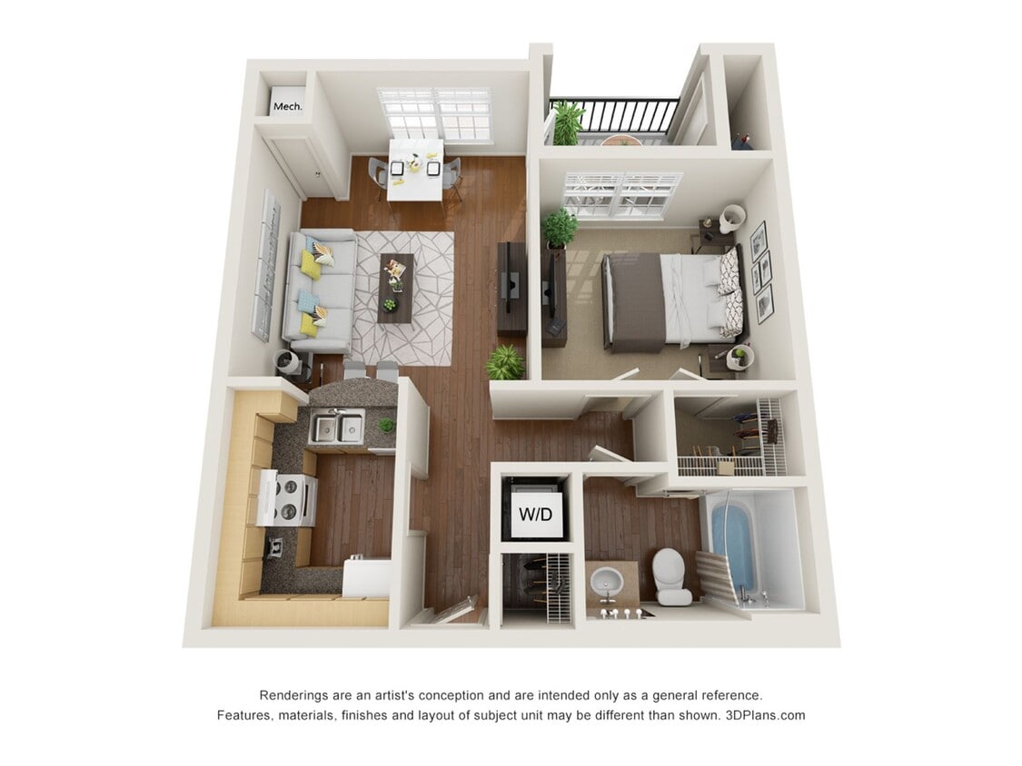 Floor Plan - 1 Bedroom - 1 Bath - 60% AMI Income Restricted