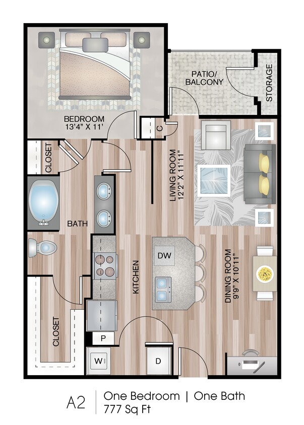Floor Plan - 1 Bedroom - A2 & A3
