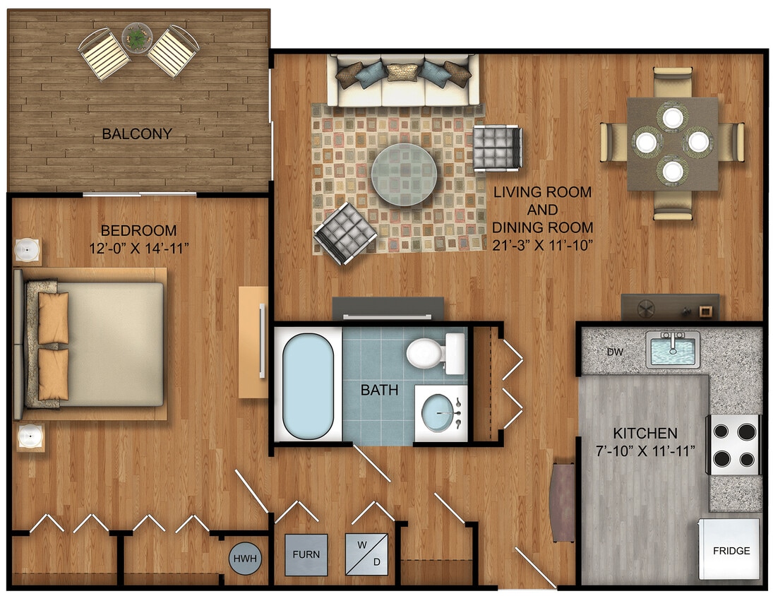 Floor Plan - 1 Bedroom