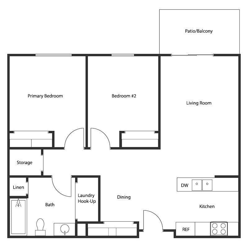 Floor Plan - 2 BED 1 BATH