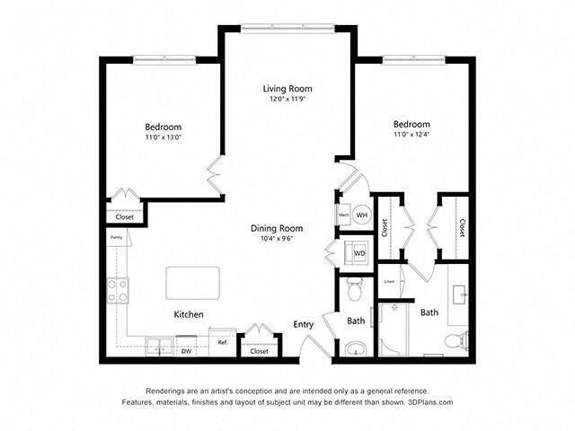Floor Plan - Two Bedroom - B7 (ADA)