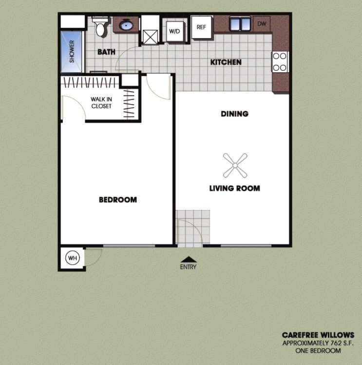 Larger 1BR, 1BA - 762 SF - Large One bedroom