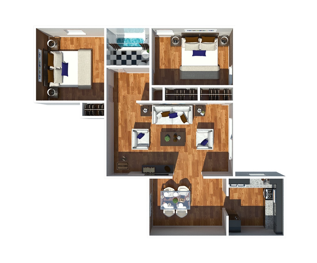 Floor Plan - 2 Bedroom - Jefferson