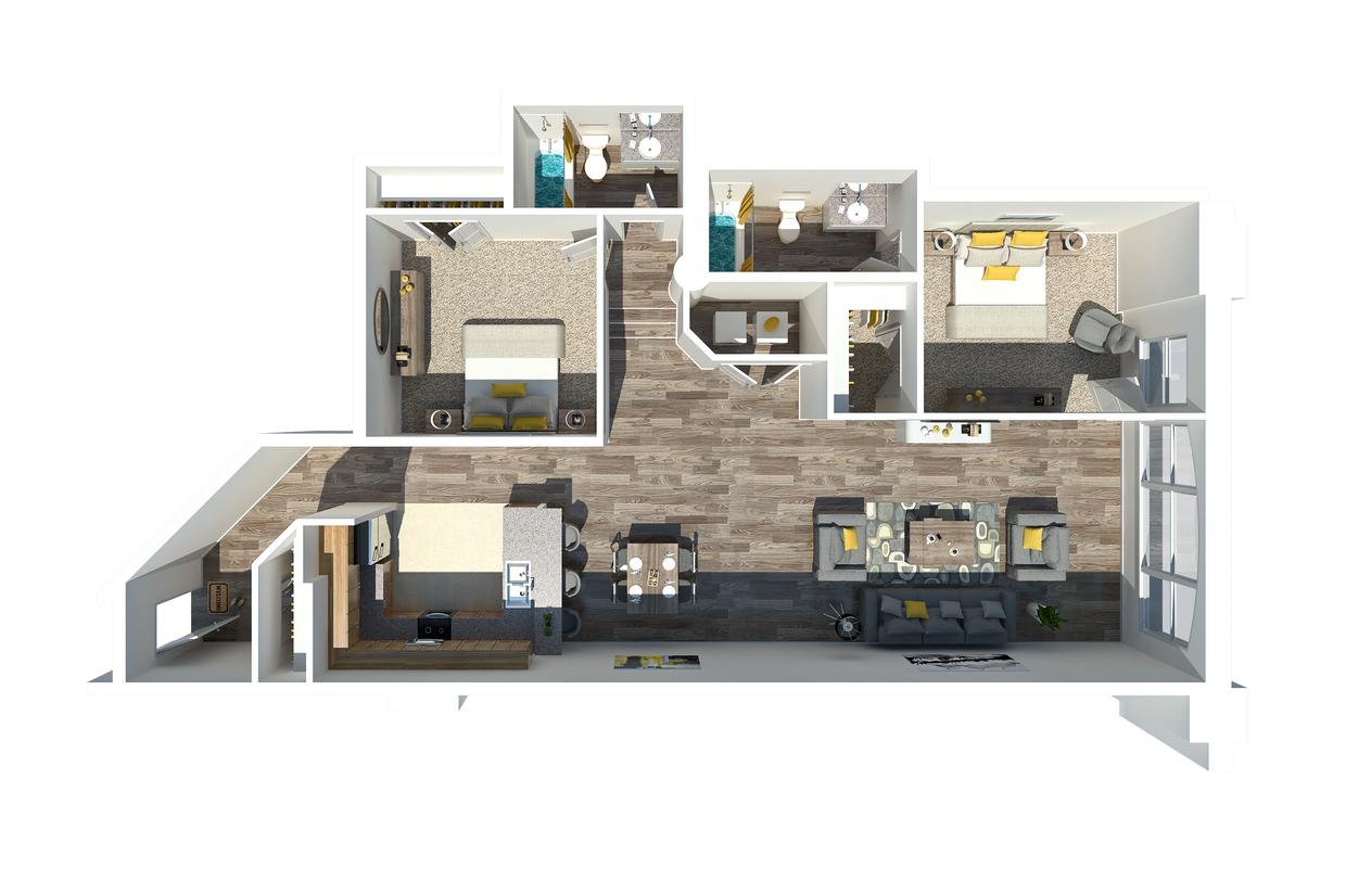 Two Bedroom 2 Bathroom 1104 Square Feet - 2 Bedroom 2 Bath