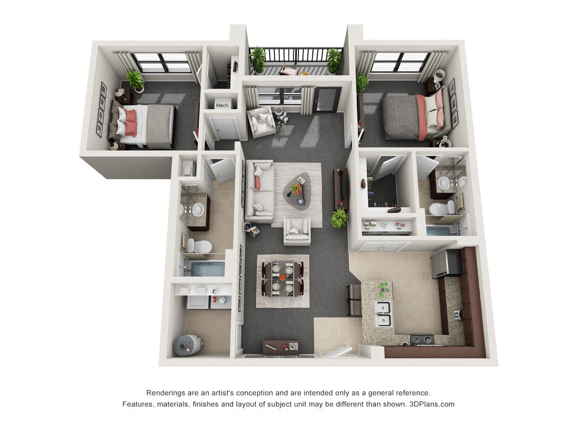 Floor Plan - Two Bedroom Two Bath