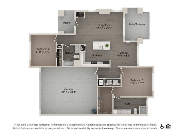 2 Bedroom 2 Bathroom 2C - C1