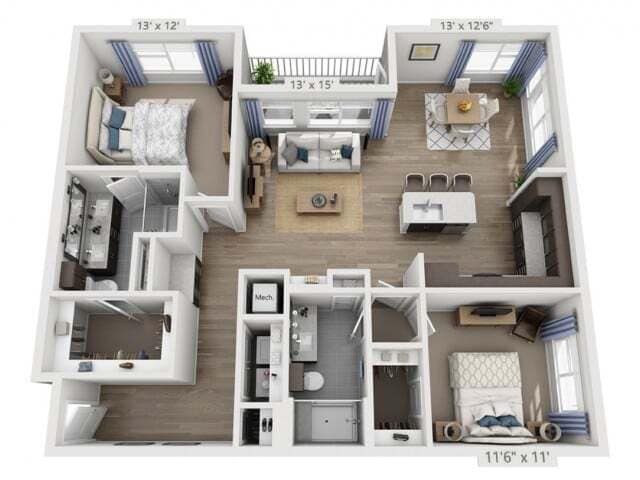 Floor plans are artist’s rendering. All dimensions are approximate. Actual product and specifications may vary in dimension or detail. Not all features are available in every apartment. Prices and availability are subject to change. - Taylor A