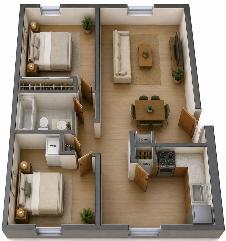 Floor Plan - 2x1 