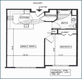 Floor Plan - 1 Bedroom