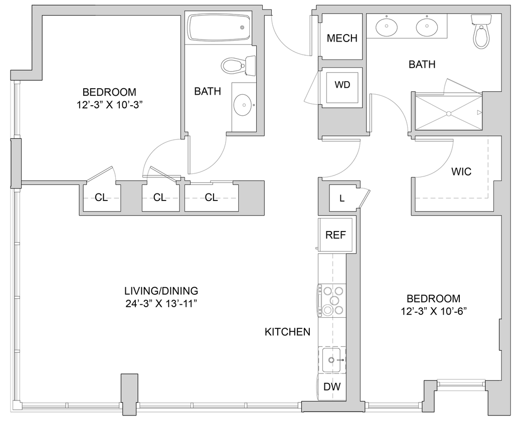 Floor Plan - 2 Bed_2 Bath-A2_2BR_A