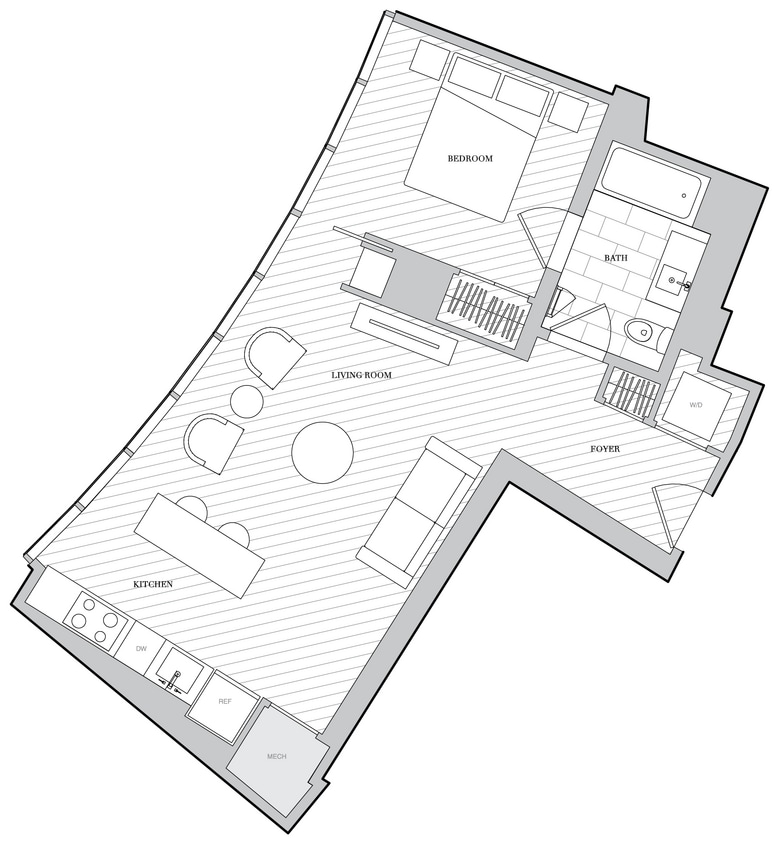 Floor Plan - 1 Bed 1 Bath B1G