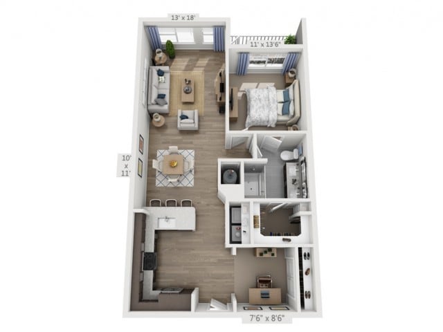 Floor plans are artist’s rendering. All dimensions are approximate. Actual product and specifications may vary in dimension or detail. Not all features are available in every apartment. Prices and availability are subject to change. - Presley
