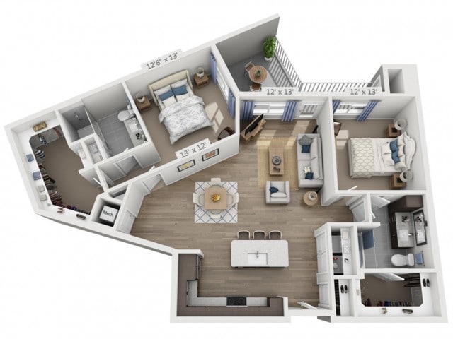 Floor plans are artist’s rendering. All dimensions are approximate. Actual product and specifications may vary in dimension or detail. Not all features are available in every apartment. Prices and availability are subject to change. - Young