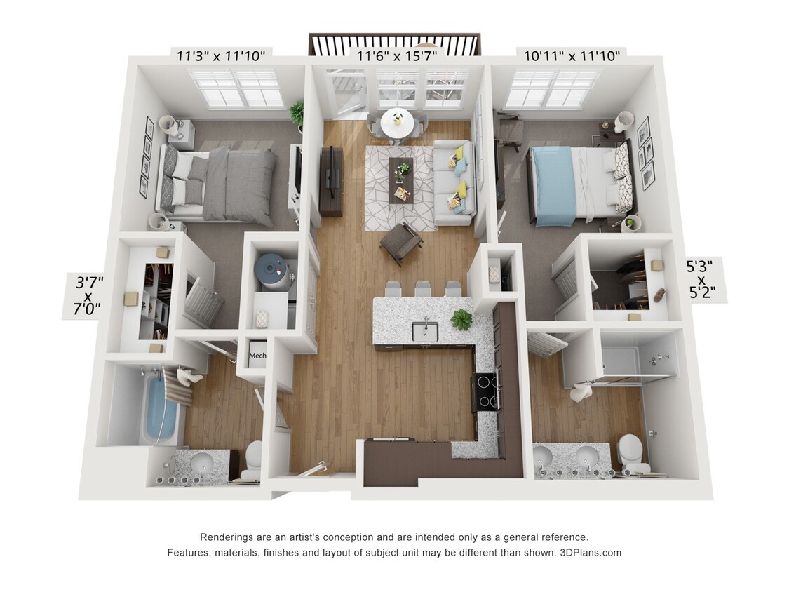 Floor Plan - 2x2 - B1
