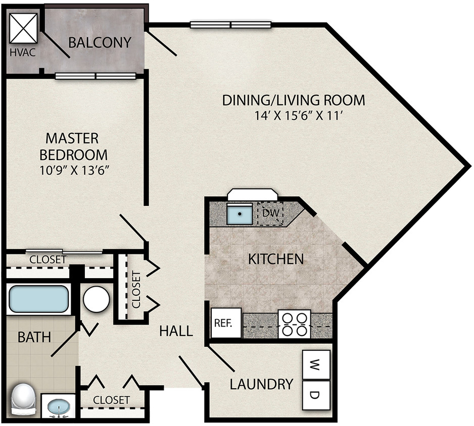 Floor Plan - 1 Bedroom Type C