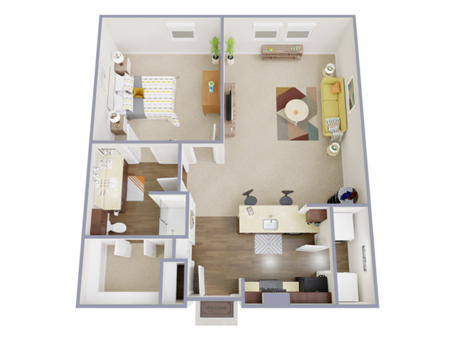 1 Bedroom, 1 Bathroom - 1 Bed, 1 Bath (80% Income Restricted)