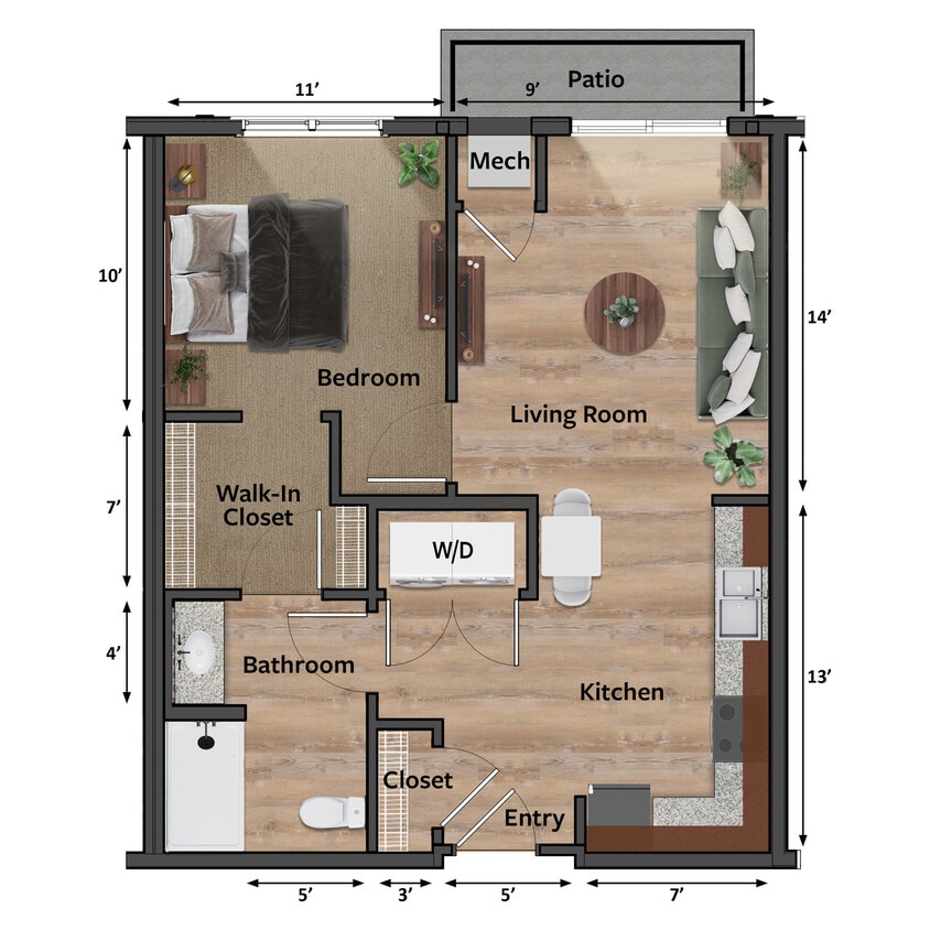 A1 Floor Plan - Barberry (A1) with Underground Parking