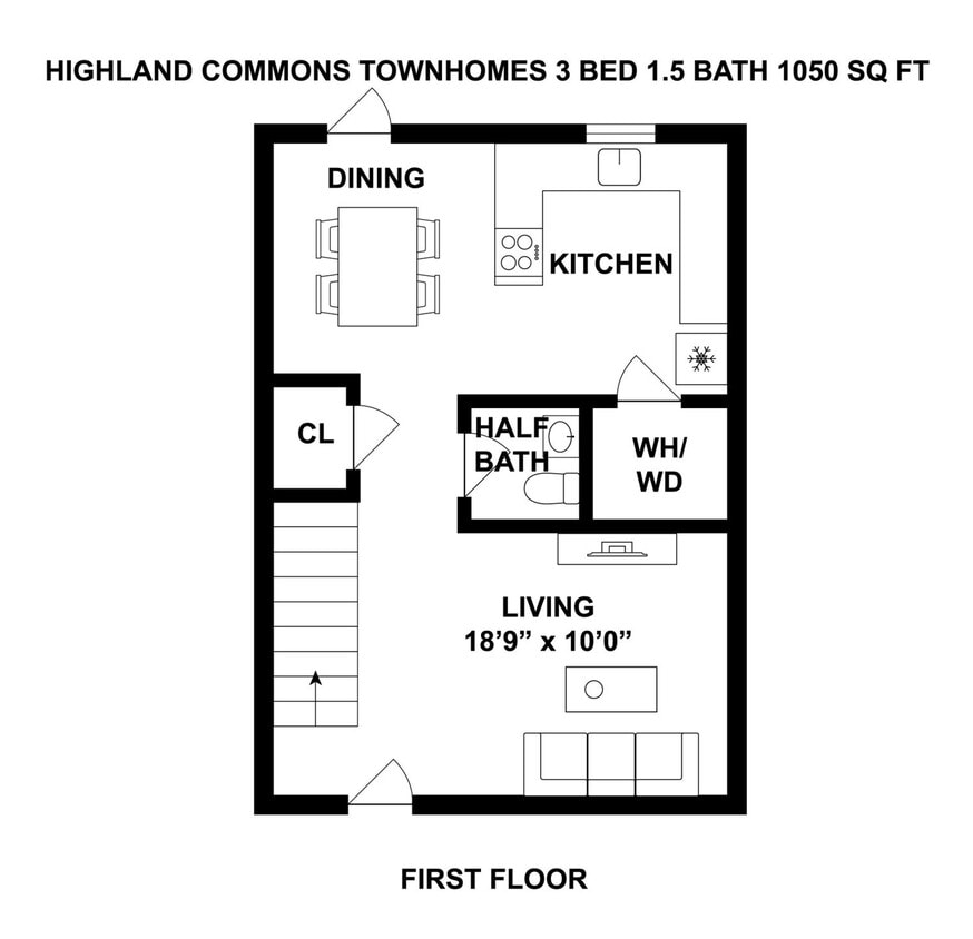 Floor Plan - 3 bed  1.5 bath Newly remodeled