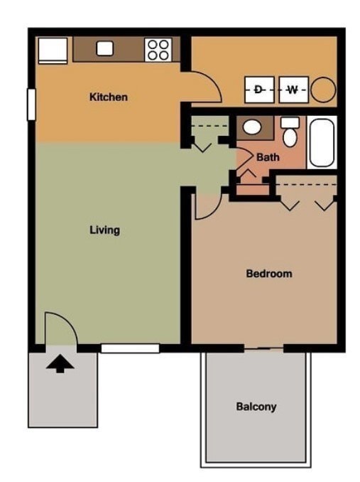 Floor Plan - One Bed One Bath (Renovated)
