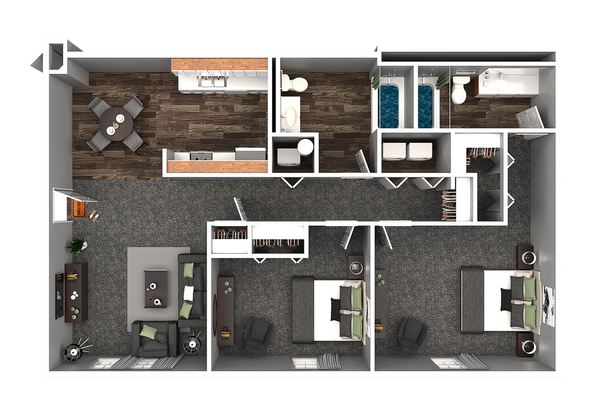 2 Bedroom 2 Bathroom - 2 Bedroom