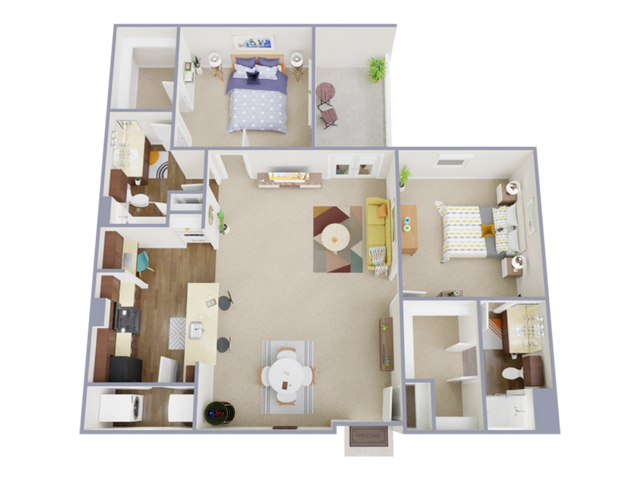 2 Bedroom, 2 Bathroom - 2 Bed, 2 Bath