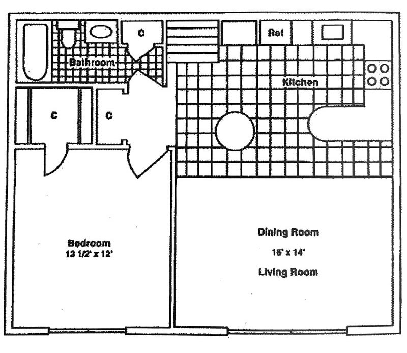 Floor Plan - One Bedroom Up