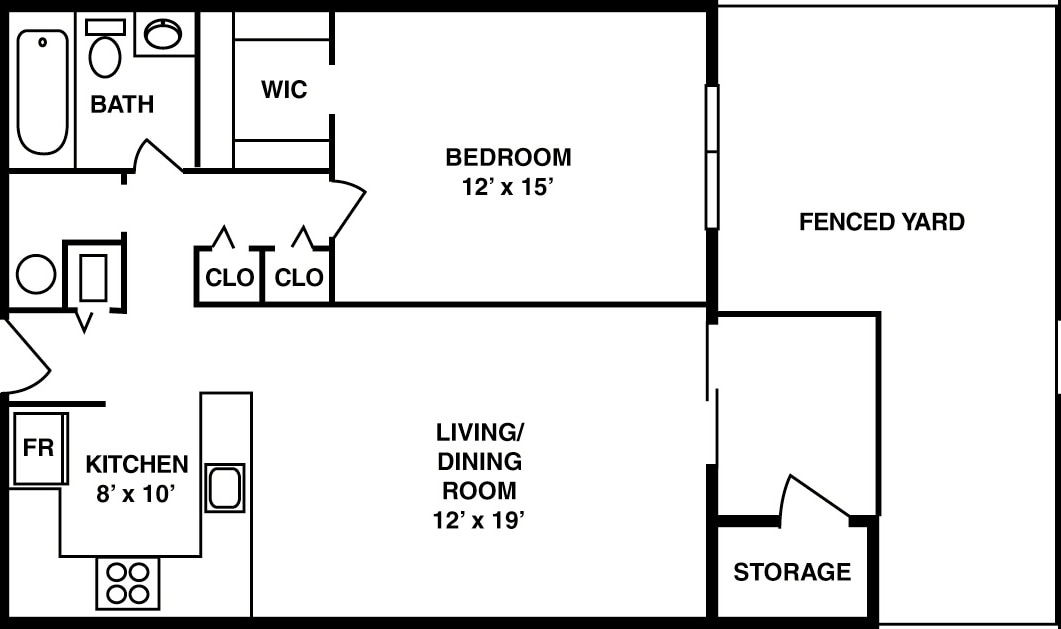 1BR/1BA - A1 - 1 Bedroom, 1 Bathroom