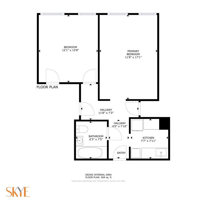 Floor Plan - 1 Bedroom 1 Bathroom