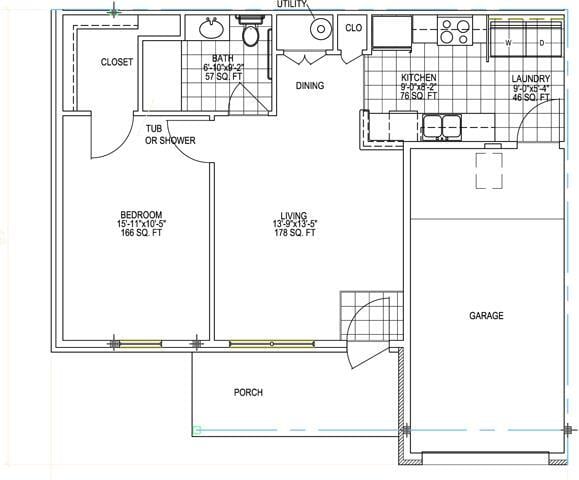 Floor Plan - 1 Bedroom Unit