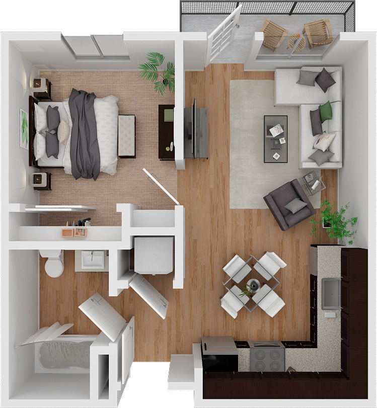 Floor Plan - 1BDRM, 1BTH