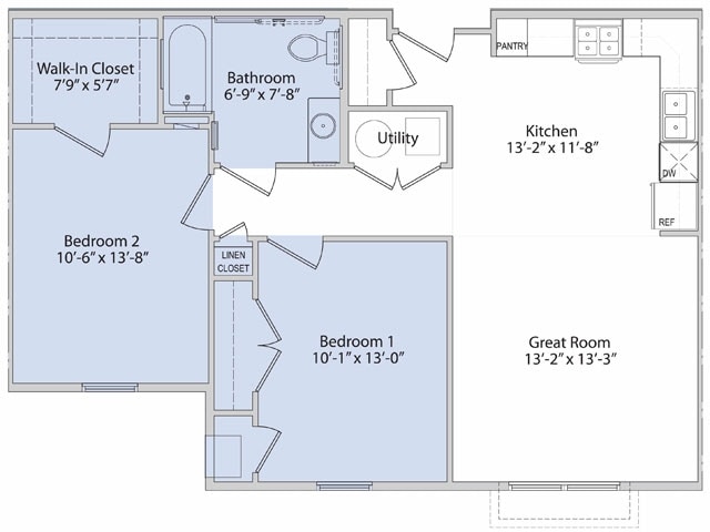 2BR/1BA - Two Bedroom