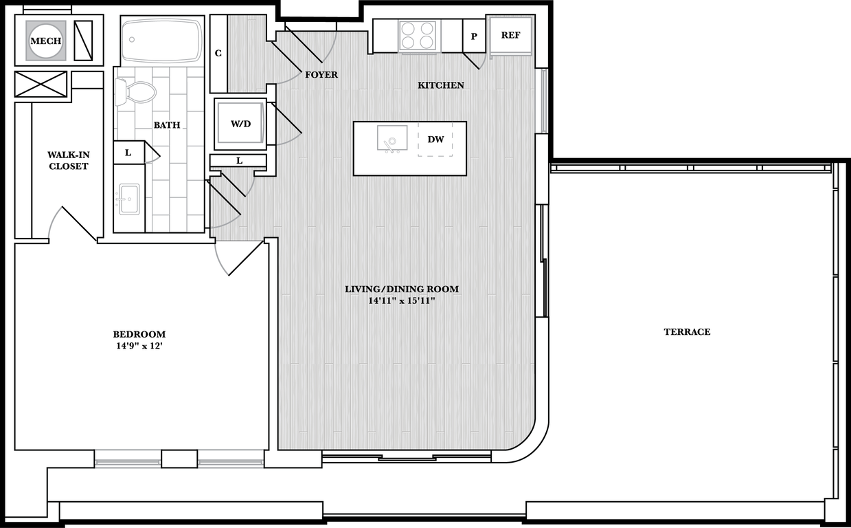 Floor Plan - 1 Bed/1 Bath