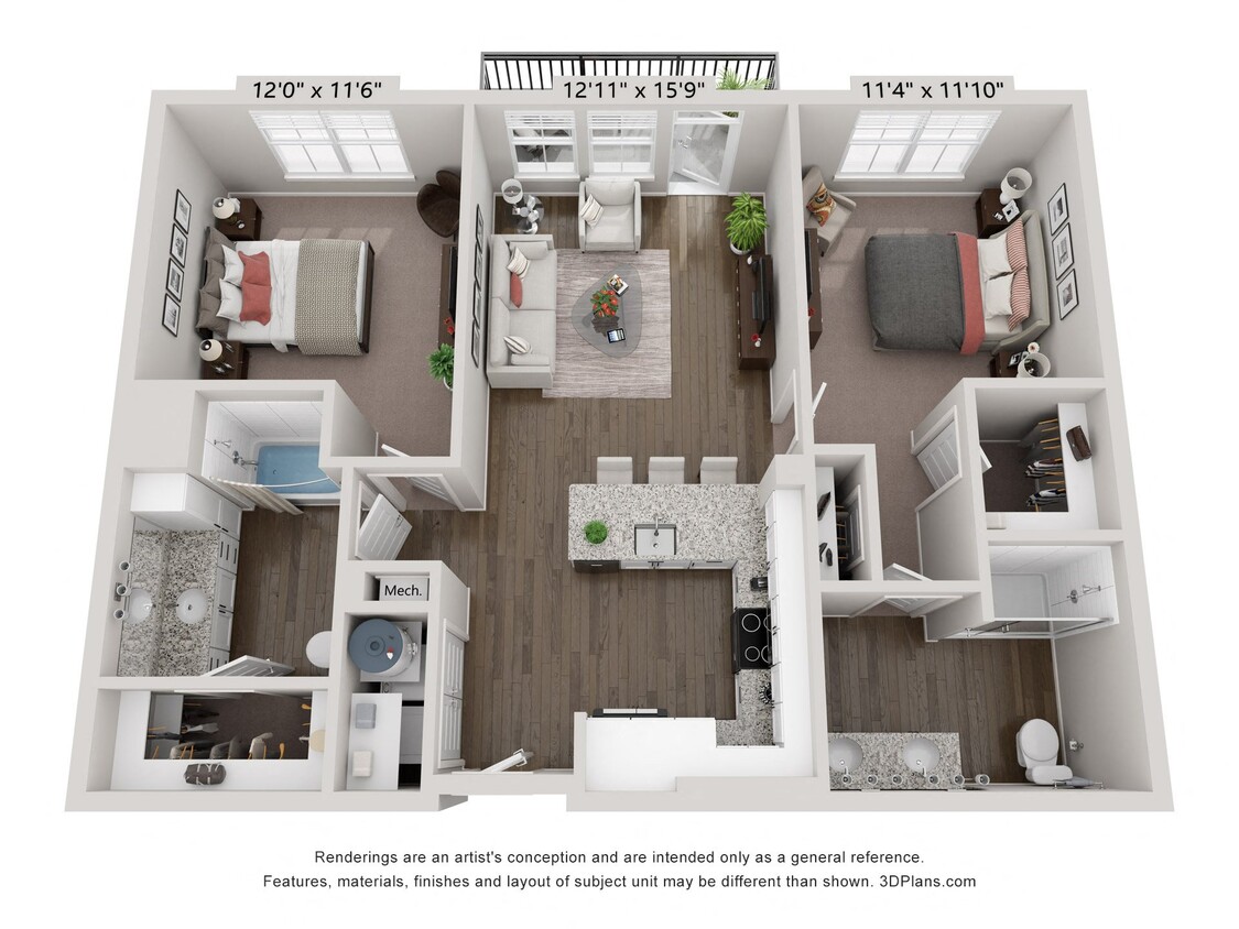 Floor Plan - B2 - Carolina 2X2
