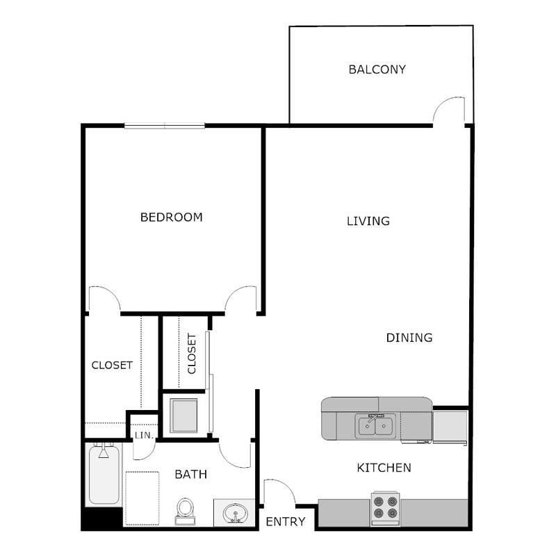 Floor Plan - 1 Bedroom 1 Bathroom