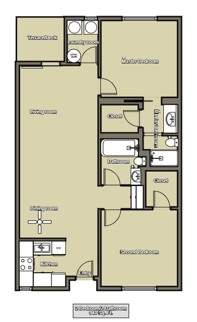Floor Plan - 2Bed/2Bath