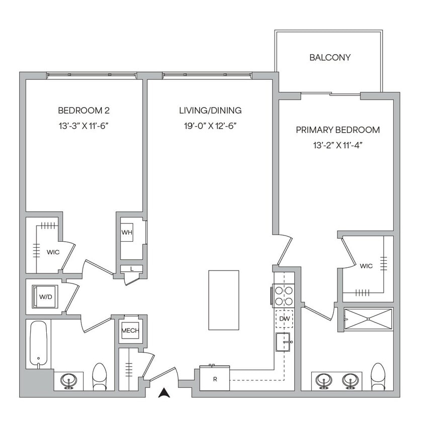 Floor Plan - B17 - 2BR 2BA (1171 SF)