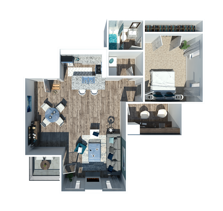 3-top view - 1 Bedroom 1 Bathroom