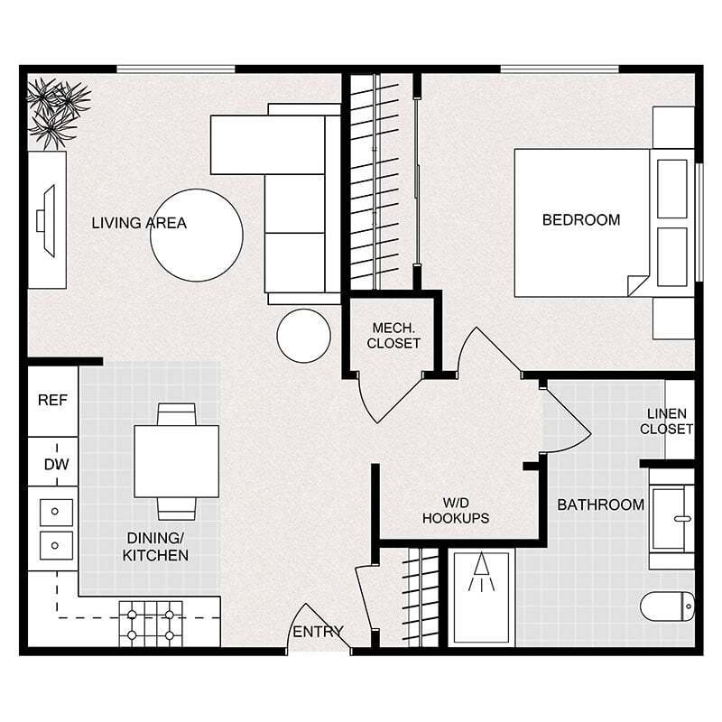 Floor Plan - 1 Bed 1 Bath